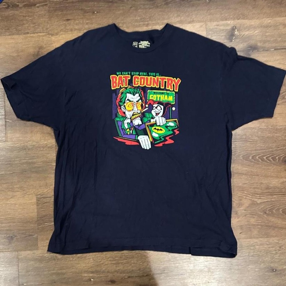 teeVillain Joker Harley Quinn Bat Country Fear and Loathing Navy Shirt XXL